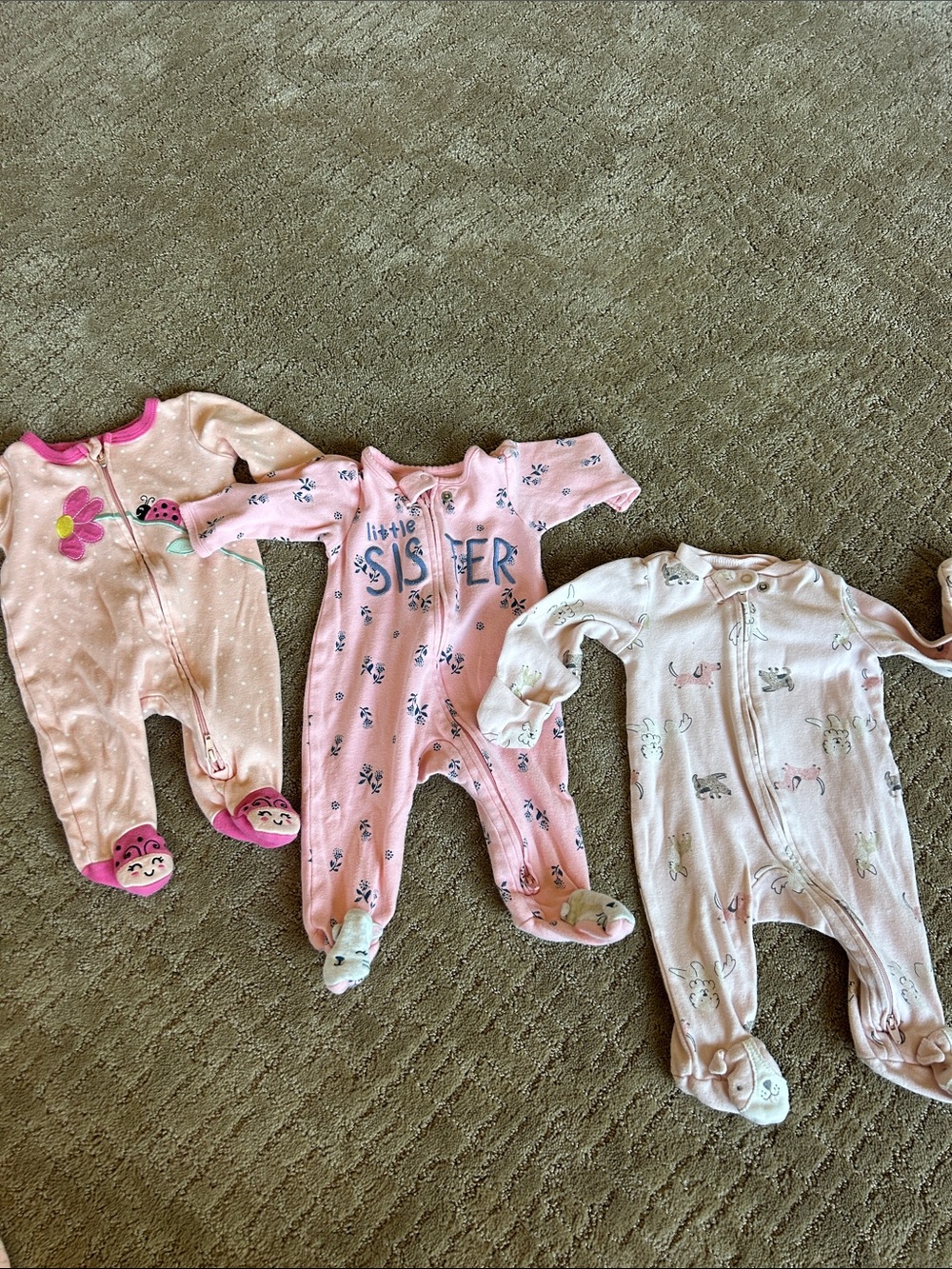Carter's Pink Baby Footed One-Piece Sleepers (Set of 3)